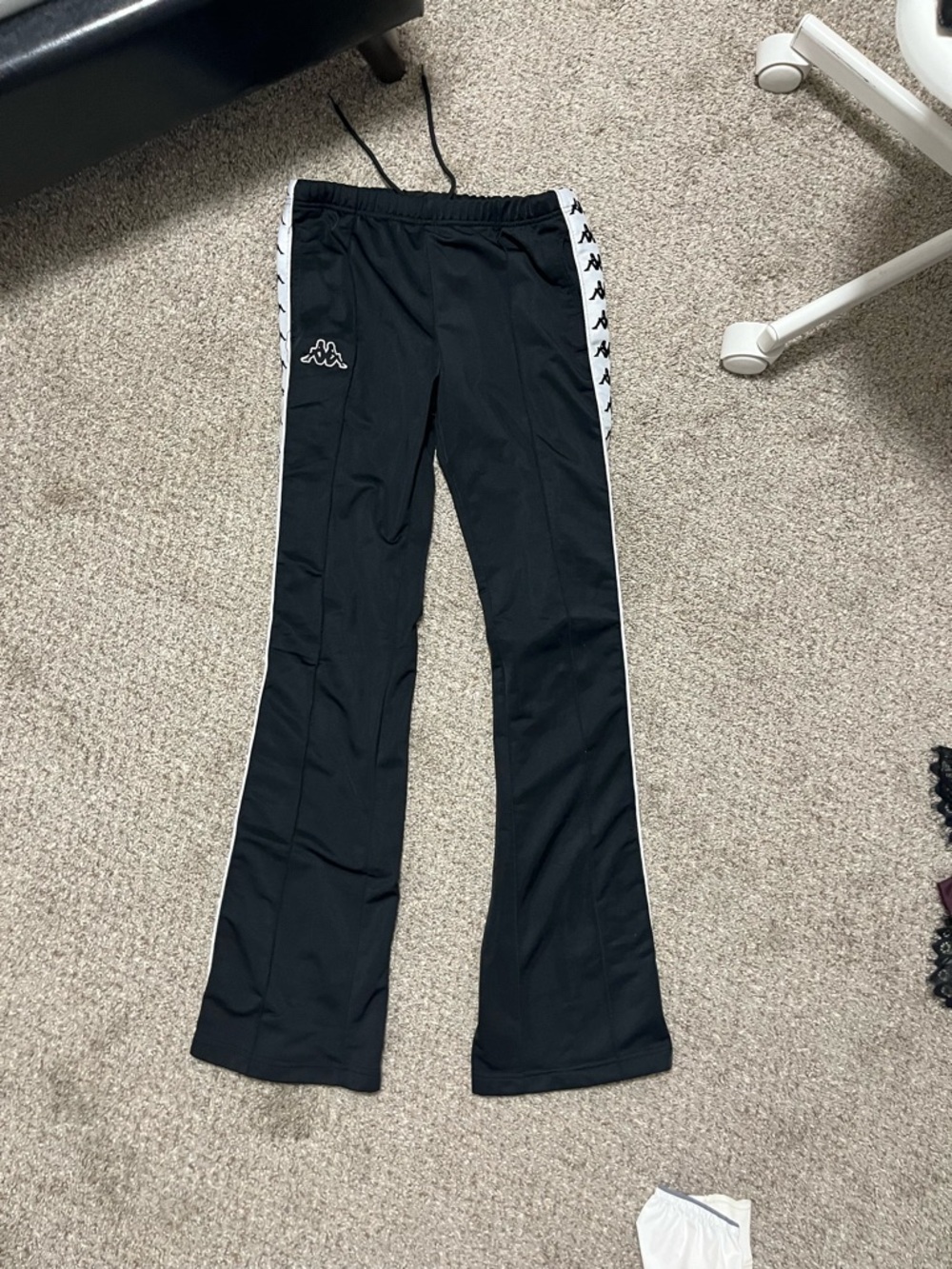 Women’s Black Track Pants with White Logo Trim